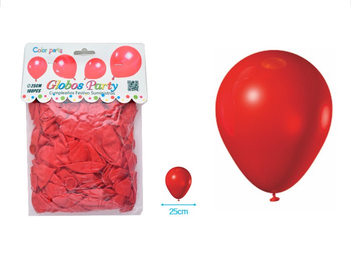 Ballonnen rood 25cm 100 stuks BALLON ROOD 25CM 100ST