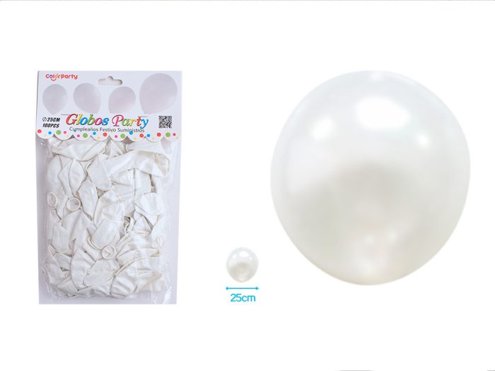 Ballonnen wit 25cm 100 stuks BALLON WIT 25CM 100ST