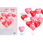 Ballonnenset hartjes 25cm rood/roze/wit 12 stuks BALLONNENSET HART MET LINT 12ST