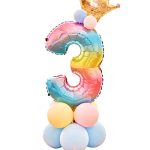 Ballonnenset regenboog 16-delig Cijfer 3 BALONNEN SET NR 3