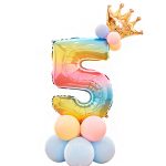 Ballonnenset regenboog 16-delig Cijfer 5 BALONNEN SET NR 5