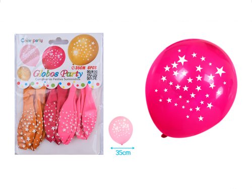 Ballonnenset ster goud-roze-fuchsia 35cm 6 stuksBALLONNEN 6X