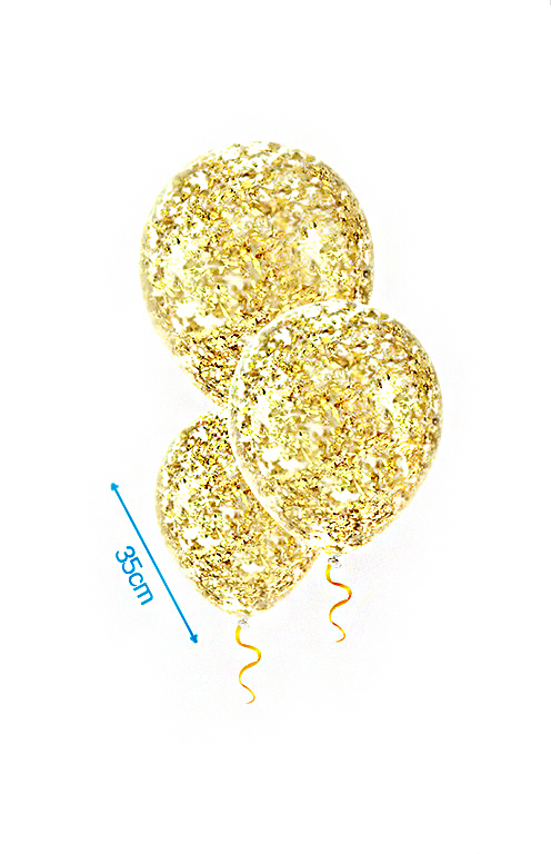 Confetti ballonnen 35cm met gouden confetti 3st Ballonnen m/confetti goud glitters 3st