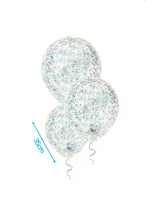 Confetti ballonnen 35cm met zilver confetti 3st