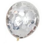 Confetti ballonnen 35cm met zilver confetti 5st BALLON CONFETTIVULL ZILVER 35CM 5ST