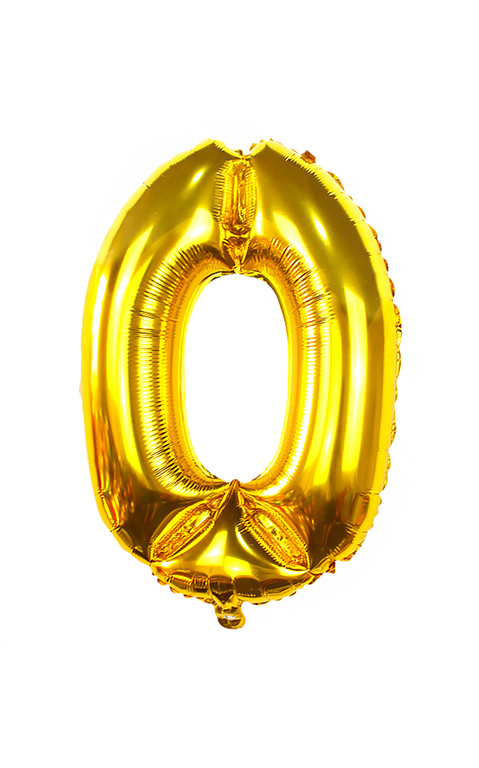 Folieballon goud 45cm cijfer 0 getal nummer FOLIEBALLON NR.0 GOUD 45 CM