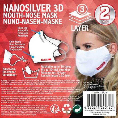 Herbruikbare FFP2 Mondkapjes Met Filter Face mask Nano 2pcs 3layer