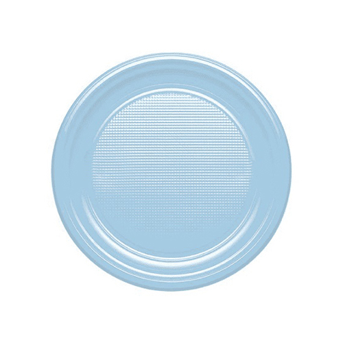 Platte ronde schotel baby blauw 20,5 cm PS 10 st