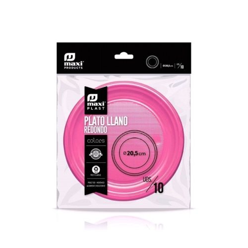 Platte ronde schotel roze 20,5 cm PS 10st