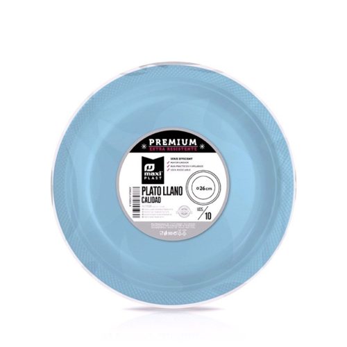 Platte ronde premium schotel baby blauw 26cm PS 10 st