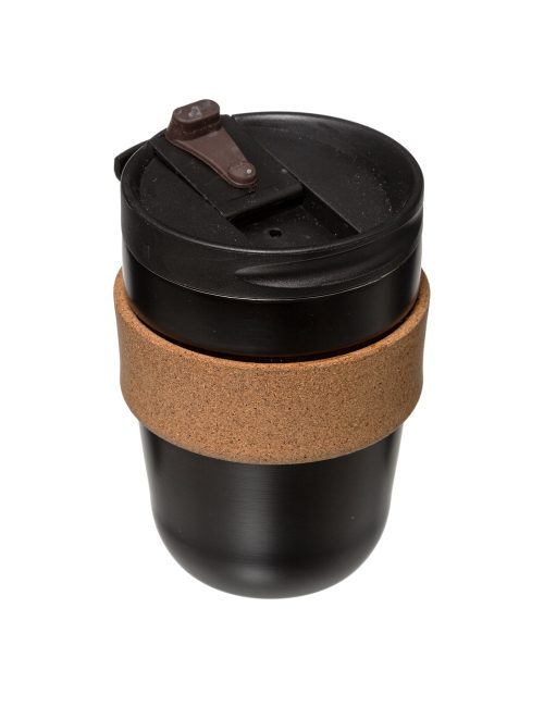 Dubbelwandige reisbeker RVS 250ml zwart-naturel Geisoleerd koffiemok 25cl