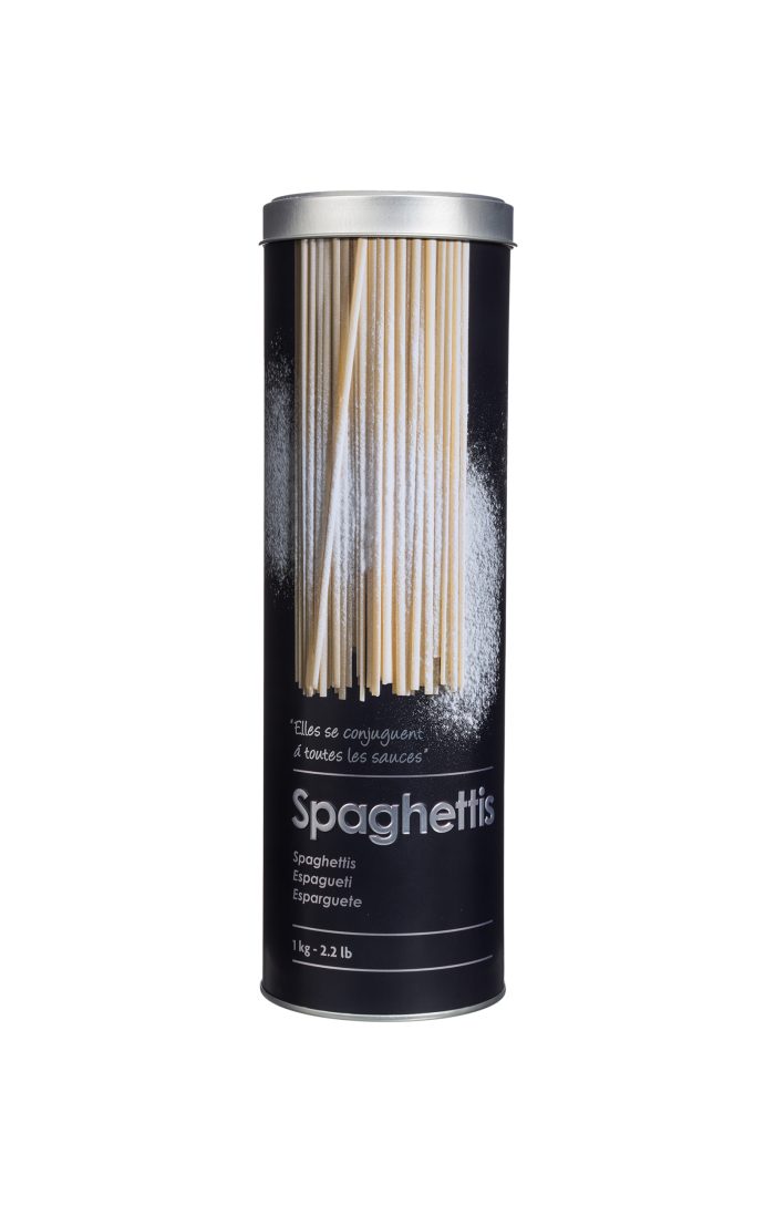 SPAGHETTI BOX EMBOSSED 3D metalen stalen aluminium spaghettiblik pastablik met doseerdeksel meetdeksel bewaarbus voorraadbus vershouddoos voorraadblik