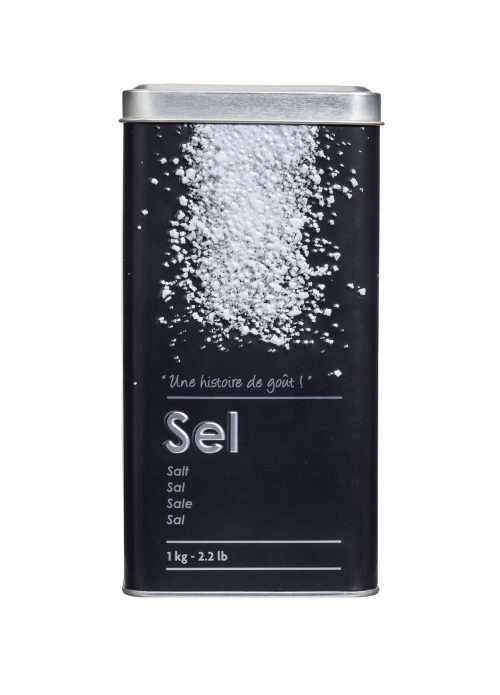 Metalen zout voorraadblik met 3D embossing 1kg COARSE SALT BOX EMBOSSED 3D