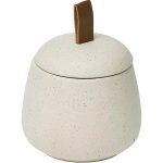 Rustieke wattenhouder met deksel stoneware crème STONEWARE MATT COTTON PAD BOX - NATURAL