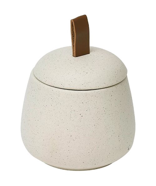 Rustieke wattenhouder met deksel stoneware crème STONEWARE MATT COTTON PAD BOX - NATURAL