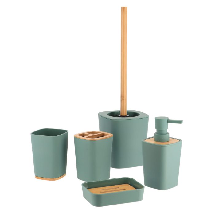 RUBBER TOILET BRUSH + ABS AND BAMBOO STEM - SAGE GREEN