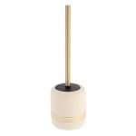 Toiletborstel met houder stoneware crème-goud STONEWARE TOILET BRUSH WITH GOLD STRIPES - NATURAL