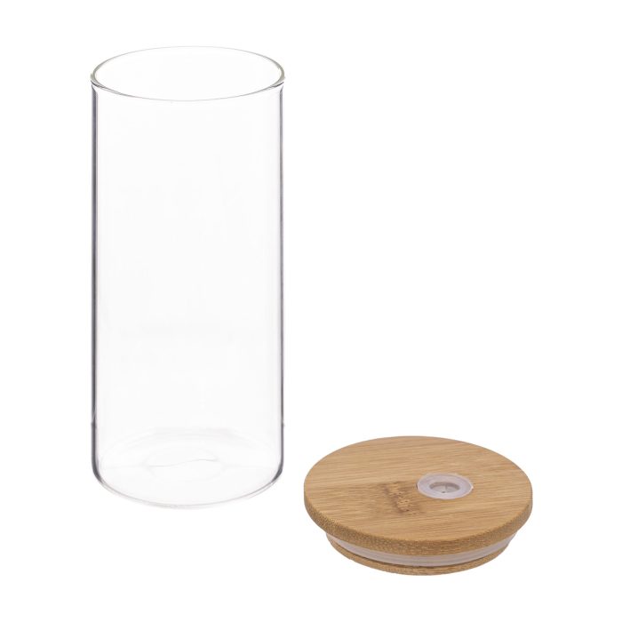 Glazen beker met bamboe rietje 40cl