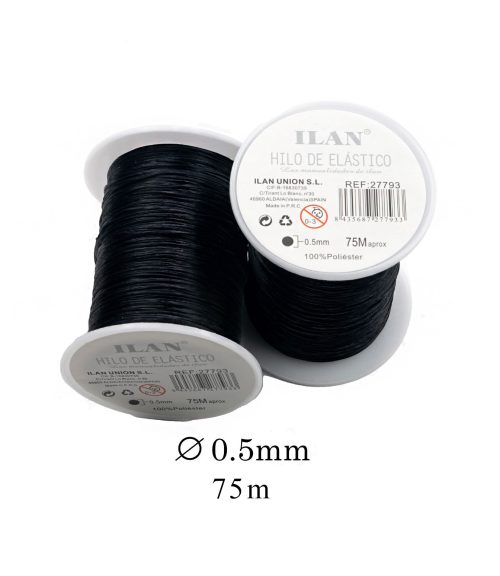 Elastische draad zwart D0,5mm*75m