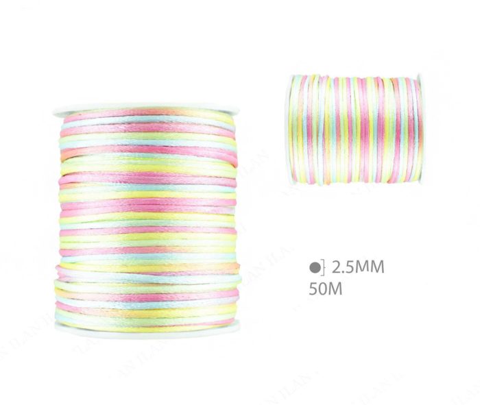 Satijnen koord pastel regenboog D2,5mm*50m