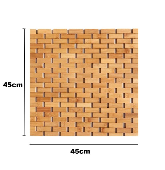 Anti-slip badmat bamboe 45*45cm naturel