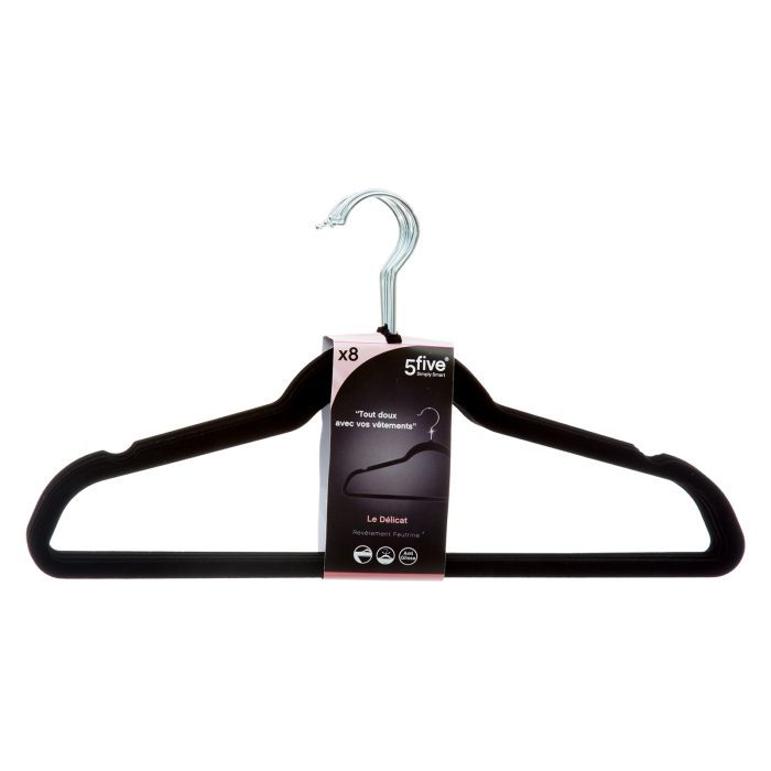 Anti-slip kleerhangers velours zwart 8st