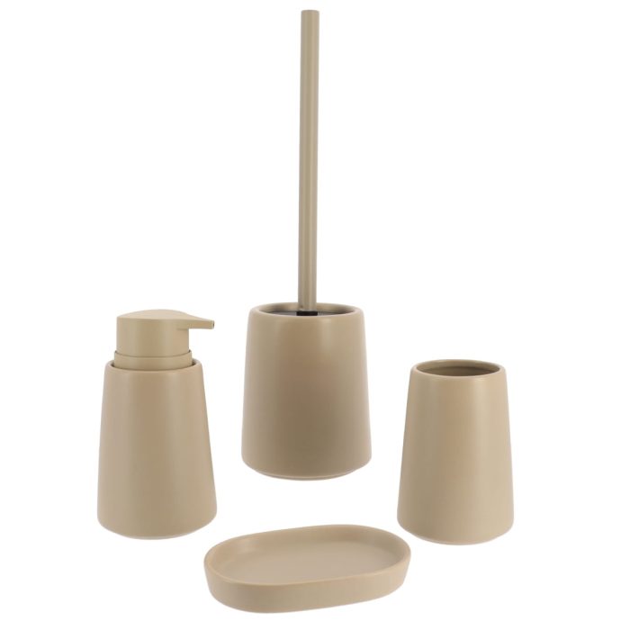 Badkamerbeker stoneware taupe 420ml