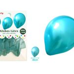 Ballonnen appelblauw/zeegroen metallic 30cm 10 stuks