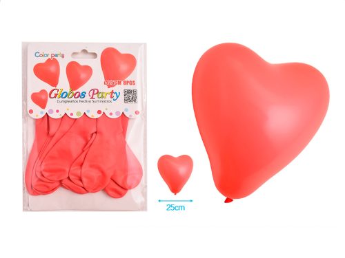 Ballonnen hart pastel rood 25cm 8 stuks