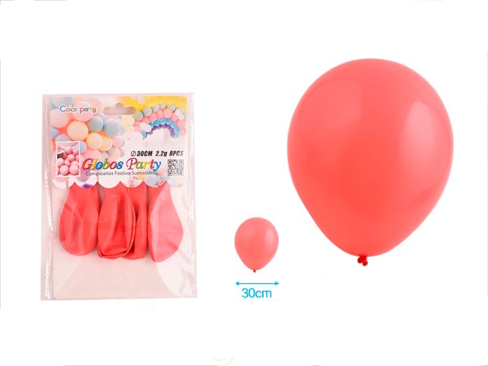 Ballonnen pastel rood 30cm 8 stuks