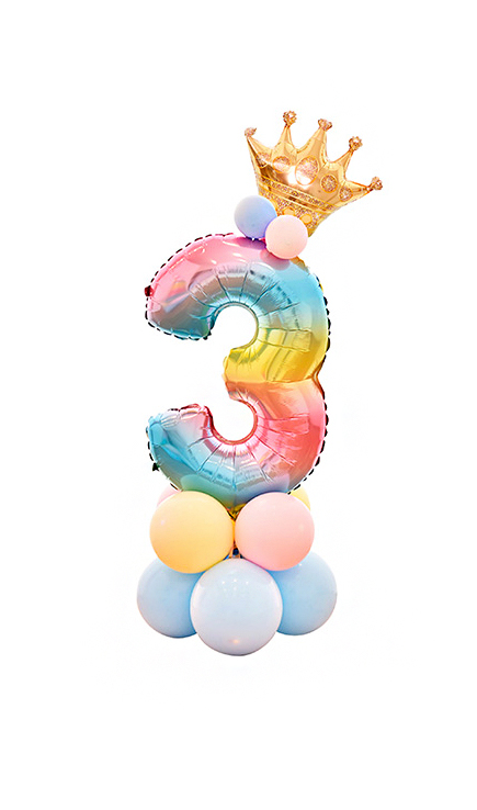 Ballonnenset regenboog 16-delig Cijfer 3