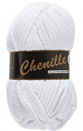 Breigaren chenille wit 100g