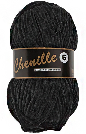 Breigaren chenille zwart 100g