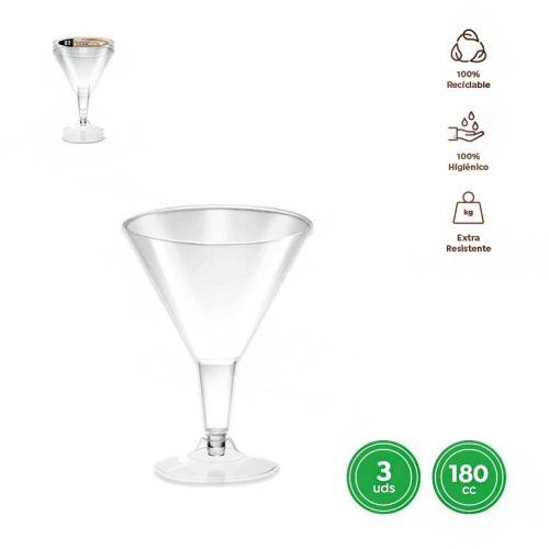 Cocktailglazen transparant herbruikbaar 180ml 3st