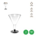 Cocktailglazen zilver/transparant herbruikbaar 180ml 3st