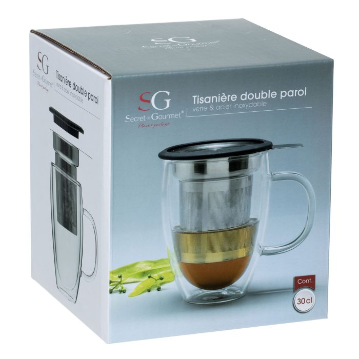 Dubbelwandig theeglas met infuser 300ml