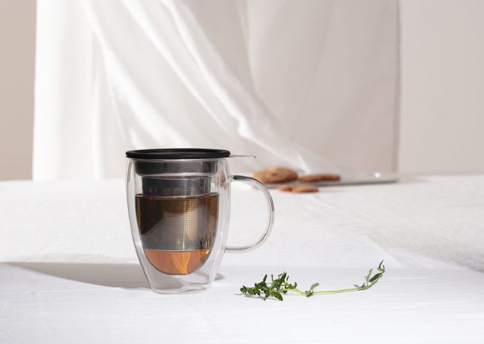 Dubbelwandig theeglas met infuser 300ml