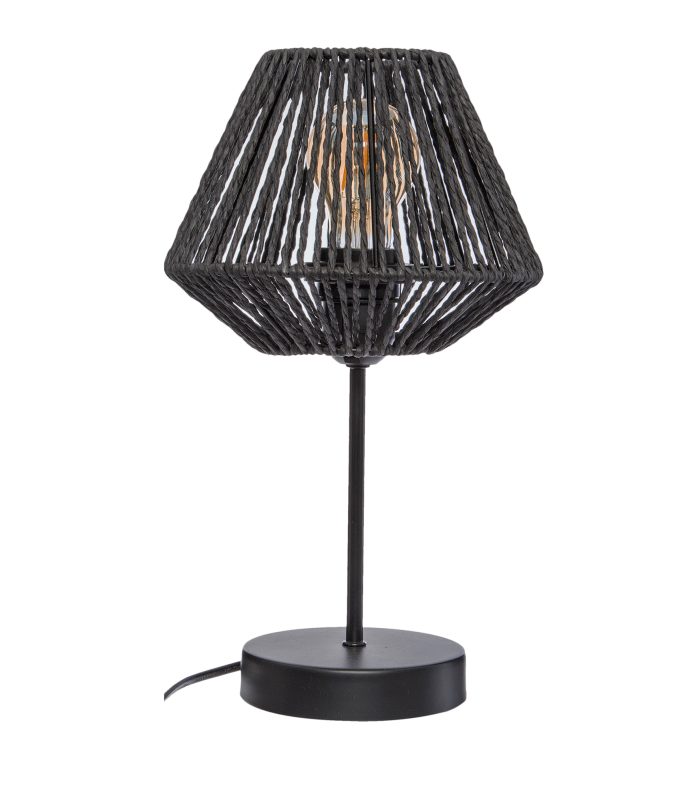 Gevlochten schemerlamp “Jily” zwart H34cm