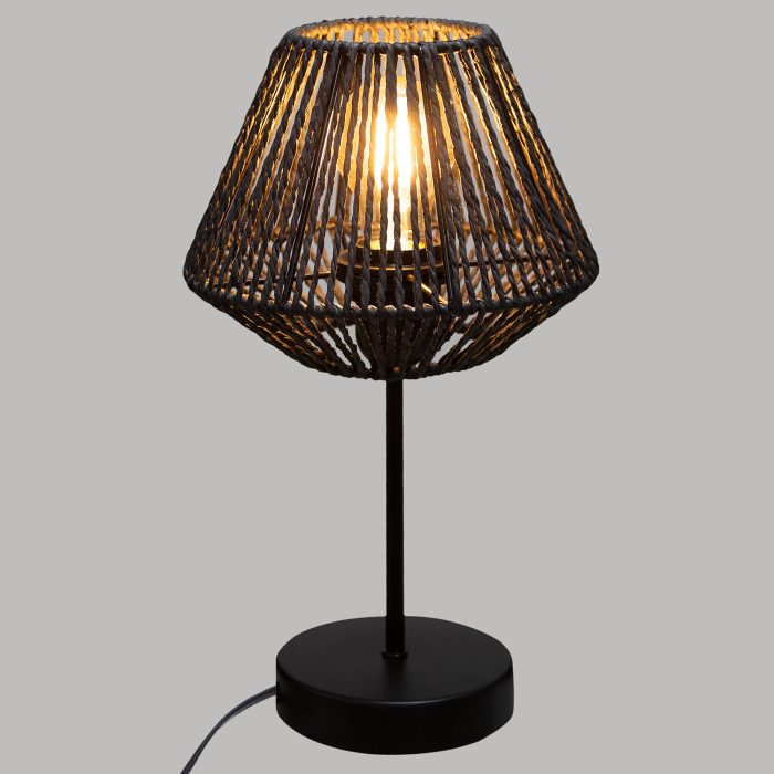 Gevlochten schemerlamp “Jily” zwart H34cm