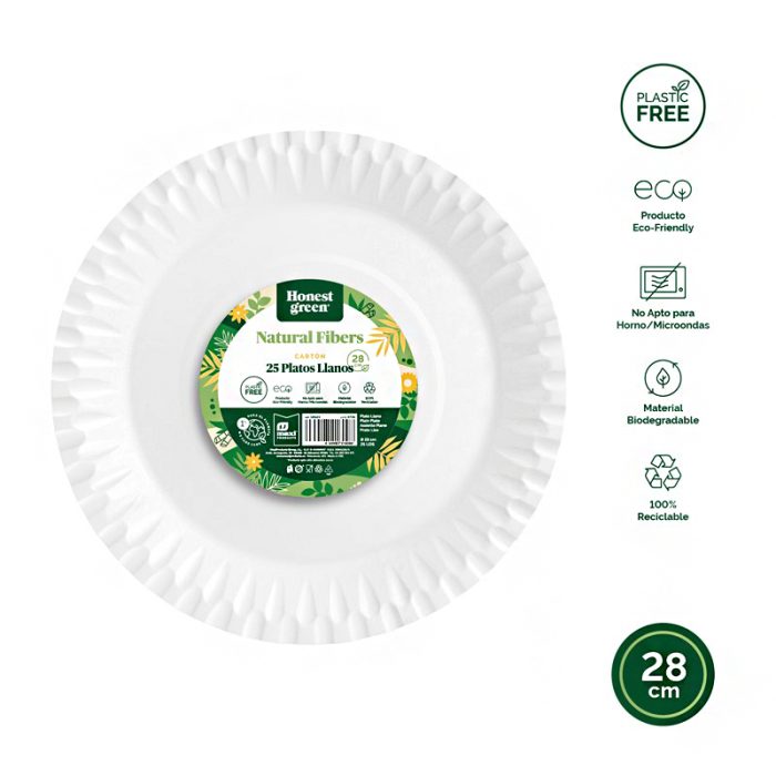 Kartonnen borden wit D28cm 25st