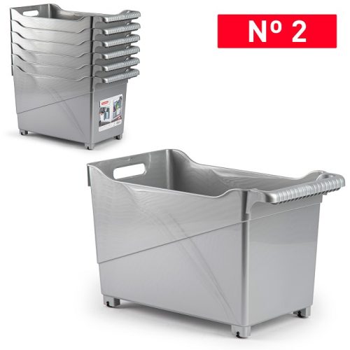 Kunststof trolley zilver 45,5x24x27,5cm