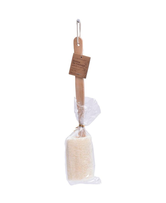 Loofah massage borstel met houten handvat 36cm