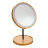 Make-up spiegel met led bamboe