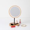 Make-up spiegel met led bamboe