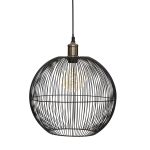 Metalen bedrade hanglamp bol “Noa” zwart D34cm