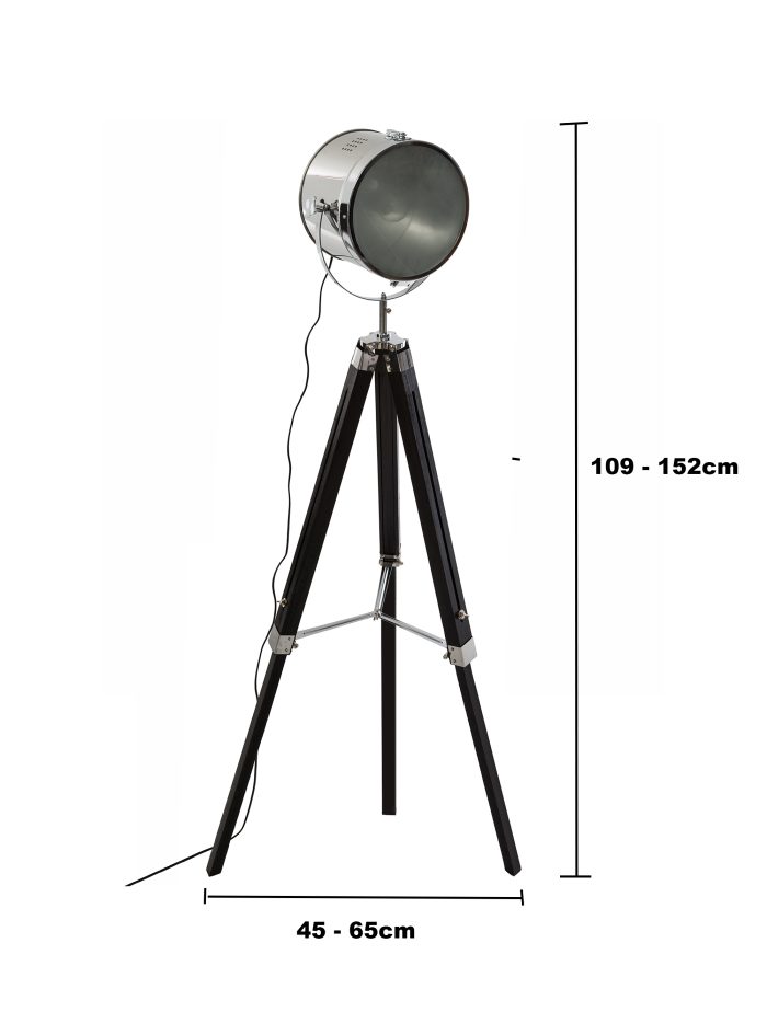 Metalen vloerlamp 3-poten “Ebor” zwart H150cm