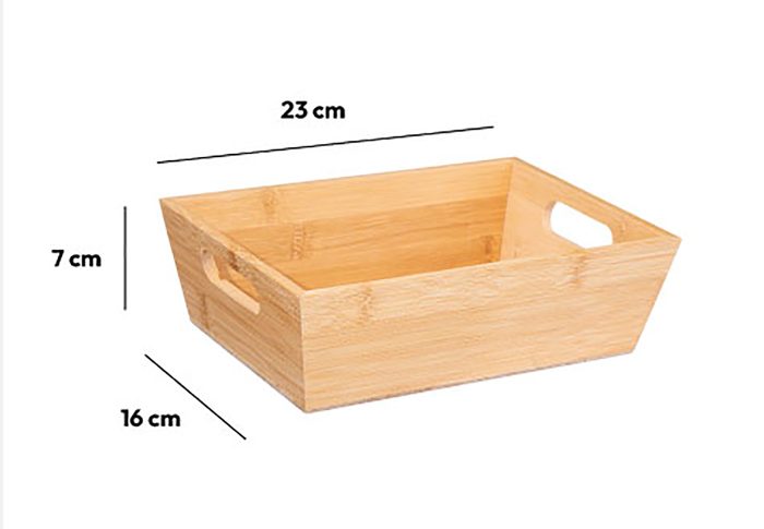 Opbergbak bamboe met handvat 23x16cm