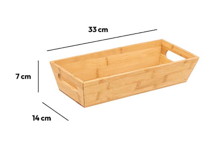 Opbergbak bamboe met handvat 33x14cm