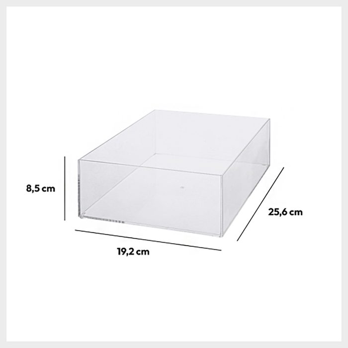 Opbergbak transparant rechthoekig 25,6x19,2x8,5cm