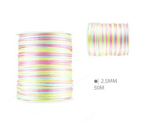 Satijnen koord pastel regenboog D2,5mm*50m